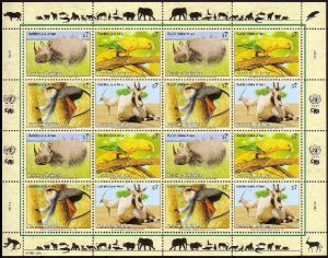 UN Vienna Birds Rhinoceros Parrot Monkey Oryx Sheetlet of 4 sets 1995 MNH