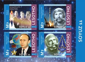 Stamps. Space Soyuz 11 Lesotho 2022 year 1+1 sheets perforated