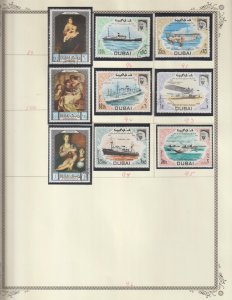 DUBAI Collection 1969-1972 7 Album Pages  95 Different CTO stamps Great Topical