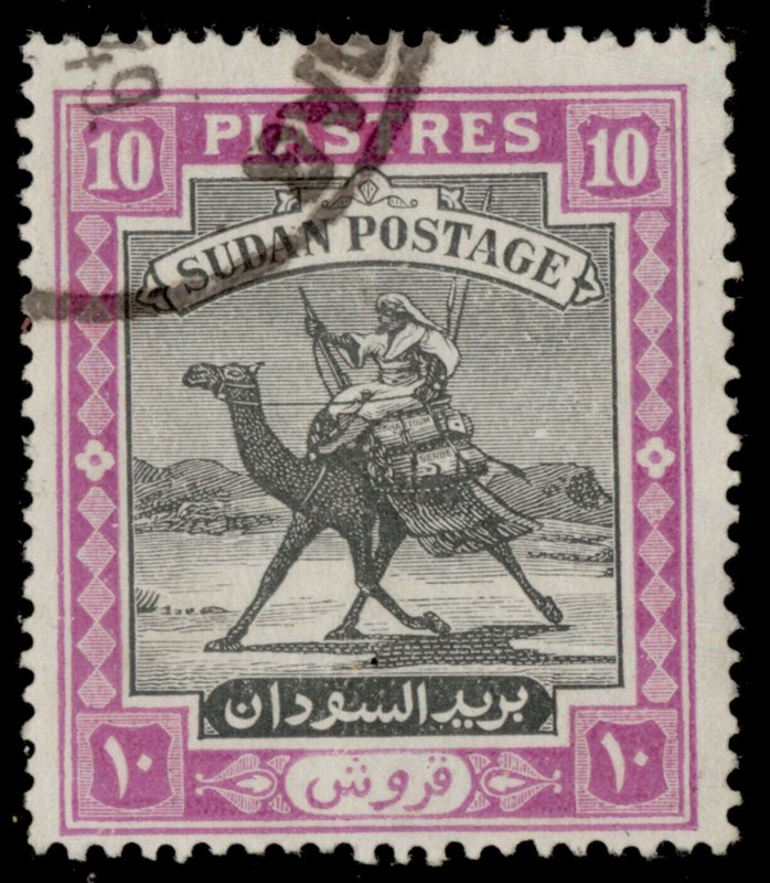 SUDAN GVI SG109, 10p black & mauve, FINE USED. Cat £10. ORDINARY