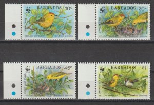 BARBADOS 1991 WWF SG 948/51 MNH