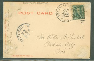 US 300 Ferry RPO - Seattle & Seattle Dec 25, 1906, christmas date.