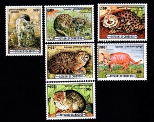 Cambodia # 1491-1496 Mint NH Cats!