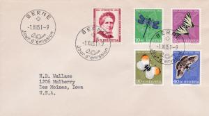 Switzerland 1951 Pro Juventute Complete (5) First Day Cover Typed Address USA