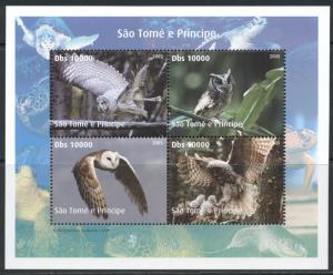 SAO TOME PRINCIPE SHEET OWLS HIBOUX BIRDS OISEAUX AVES