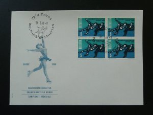 figure skating world cup Davos 1966 block of 4 on FDC Switzerland