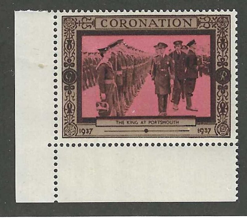 Great Britain: The King at Portsmouth, 1937 George VI Coronation, Poster Stamp