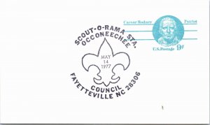 US POSTAL CARD SPECIAL PICTORIAL POSTMARK SCOUT-A-RAMA OCCONEECHEE FAYETVILLE 77