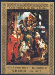 Cuba Sc# C265 P.P. RUBENS Adoration of the Magi SOUVENIR SHEET Airmail 1977  MNH