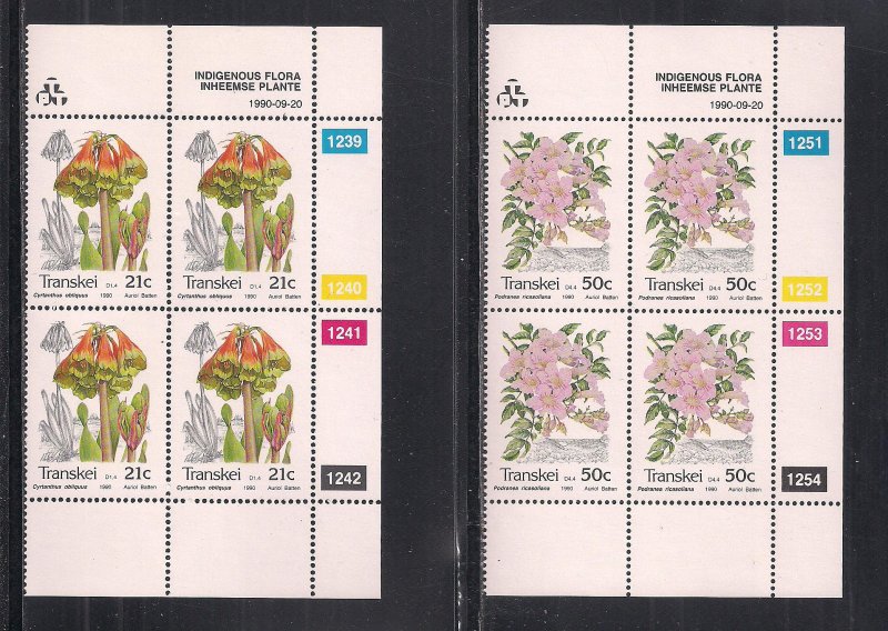 SOUTH AFRICA - TRANSKEI SC# 243-46  4 CONTROL BKS/4 # 1239-54   FVF/MNH 1999