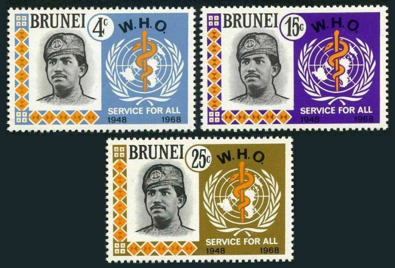 Brunei 150-152,MNH.Michel 142-144. WHO,20th Ann.Sultan Hassanal Bolkiah.