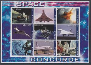 XG-Z231 ANGOLA IND - Concorde, 2002 Space, Aviation Imperf. MNH Sheet