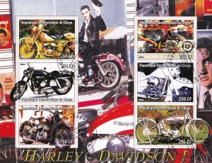 SA19i Congo 2004 Harley - Davidson I, Motorcycles used Souvenir sheet Cinderella