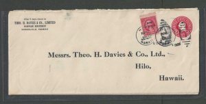 1928 Hawaii #627 On Cover W/2c Envelope Pays 4c Rate Within Hawaii Territory---