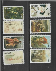 GUYANA #3357a-h  1998 PAINTINGS BY DELACROIX   MINT  VF NH  O.G