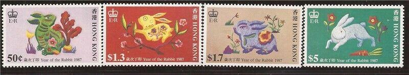 Hong Kong 1987 Year of the Hare 4 Stamp Set 8D-002