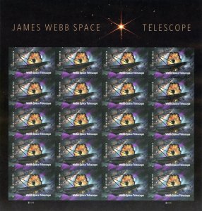 NDC 2022 JAMES WEBB SPACE TELESCOPE #5720a MINT IMPERF PANE, NO DIE CUTS, VF