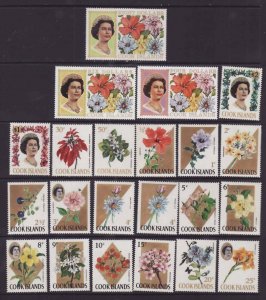 Cook Is-Sc#199-219A- id9-unused hinged short set to the $8.00-Flowers-1974-5-