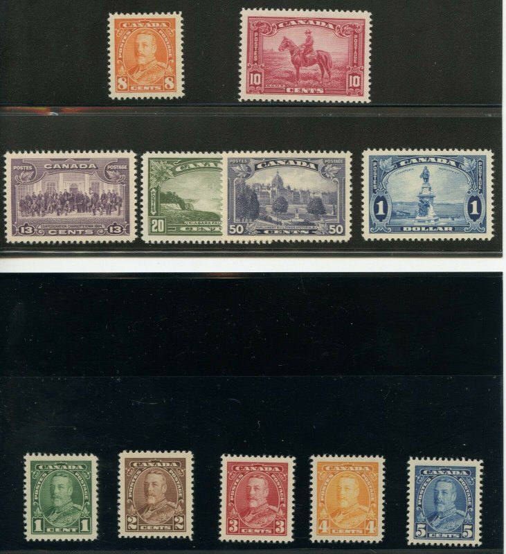 Canada Scott #217-227, Mint-VF-XF-OG-NH Fresh Complete Set of 11 (DFP 3/13/20)