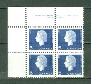 CANADA 1963 CAMEO #405  PL 1..UL CORNER BLK MNH...$1.75
