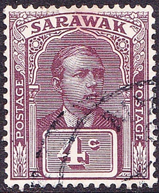 SARAWAK 1923 4 Cents Brown-Purple SG65 Fine Used