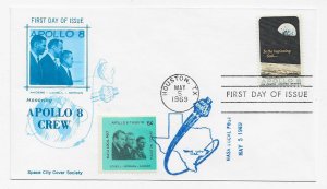 US 1371 (Me-43) 6c Apollo 8 on FDC Space City Cover Soc Cachet Unadd ECV $30.00