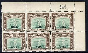 North Borneo 1945 BMA overprinted on Native Boat 25c NE c...