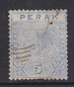 Malaya Perak 1892 Sc 45 Leaping Tiger 5c Used