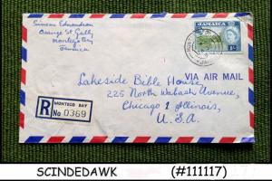 JAMAICA - 1957 REGISTERED AIR MAIL ENVELOPE WITH QEII STAMP