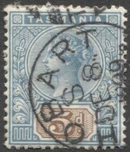 TASMANIA Australia 1892 Sc 78, Used VF, 5d QV, Hobart cancel