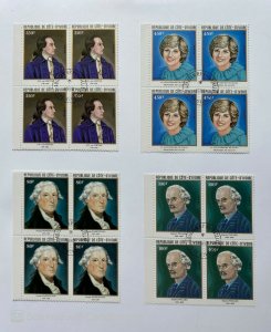 4 BLOCKS OF 4 REPUBLIQUE DE COTE DE I'VOIRE , PICCARD , DIANA ,..															