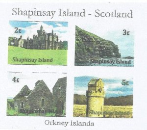 SHAPINSAY - 2014 -  Local Scenes - Imperf 4v Sheet - M N H- Private Issue