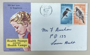 D)1960, NEW ZEALAND COVER, HEALTH ISSUE, WITH STAMPS BIRDS, SACRED