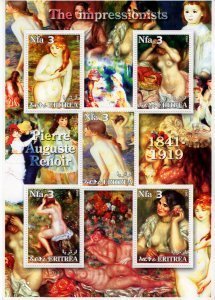 Eritrea 2002 RENOIR Nudes Paintings Sheet Perforated Mint (NH)