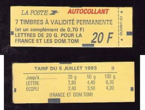 France-Sc#2347b,2347c-Unused NH booklet-2 panes-Marianne-1993-6-
