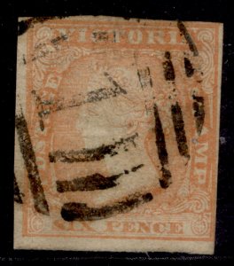 AUSTRALIA - Victoria QV SG32a, 6d dull orange, USED. Cat £25.