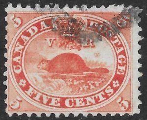 Canada Scott 15 Used 5c vermillion Beaver issue of 1859