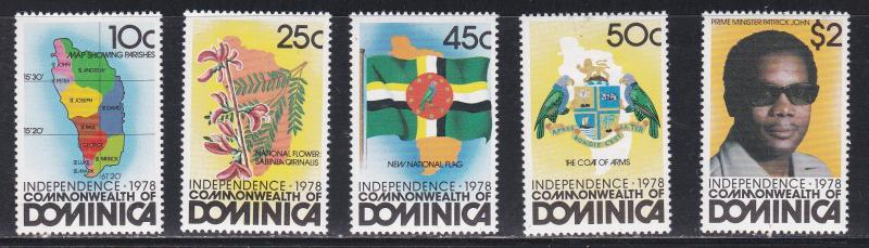 Dominica # 602-606, Independence Issue, Hinged, 1/3 Cat