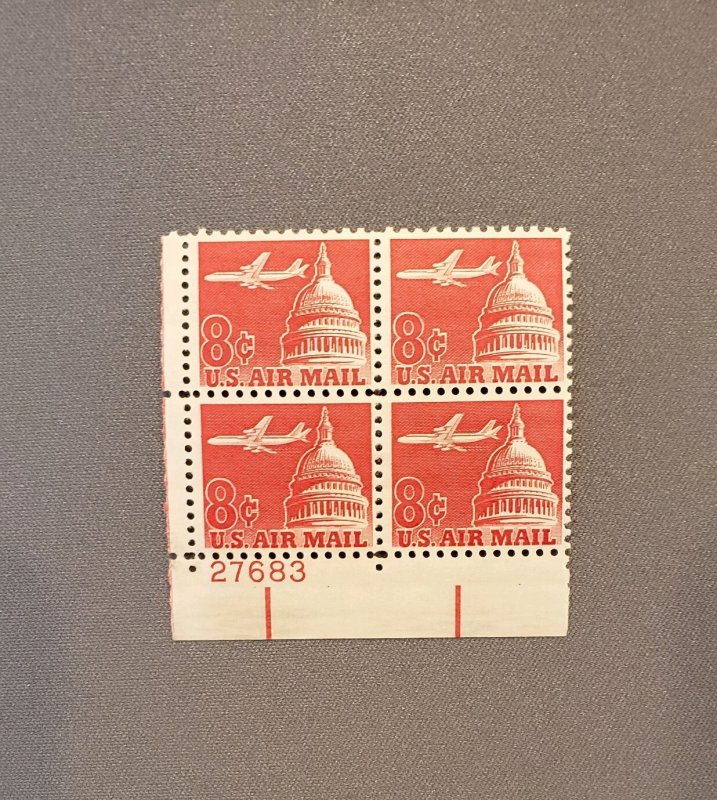 C64, Plane & Capital, Plate Block LL, Mint OGNH, CV $2.25