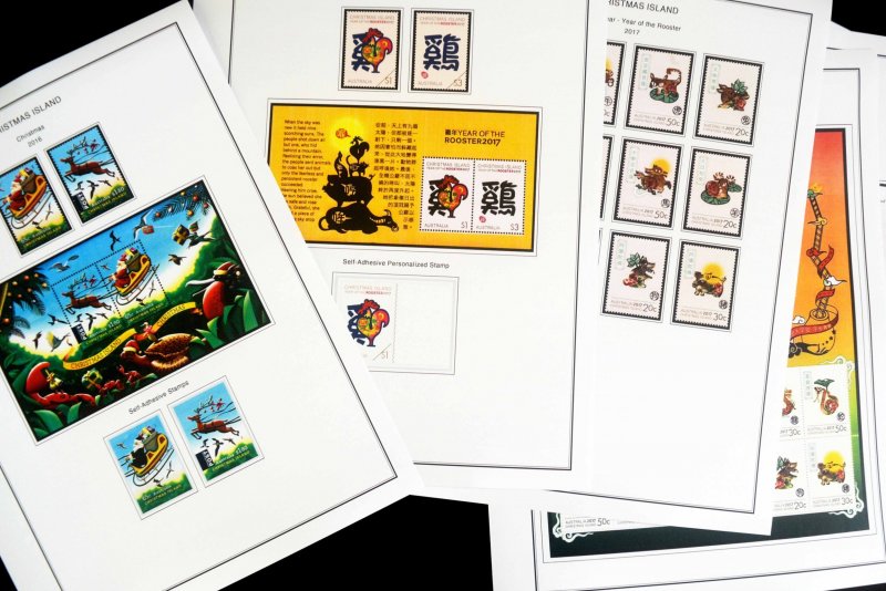 COLOR PRINTED CHRISTMAS ISLAND 2011-2020 STAMP ALBUM PAGES (55 illustr. pages)