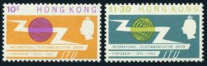 Hong Kong 221-222,MNH.Michel 214-215. ITU-100,1965.
