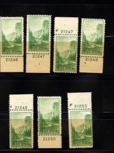 740 plate number singles 5 MNH & 2 LH