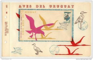 URUGUAY FDC COVER in luxury presentation sheets Birds of Uruguay Heron wings ...