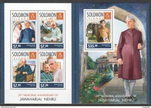 2014 Solomon Islands Mahatma Gandhi Jawaharlal Nehru #2552-56 1+1 ** Ls285