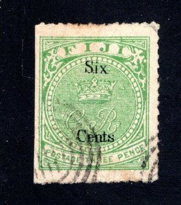 Fiji SC #19,  VF, Used, 6c on 3p green, CV $90.00  ..... 1980242