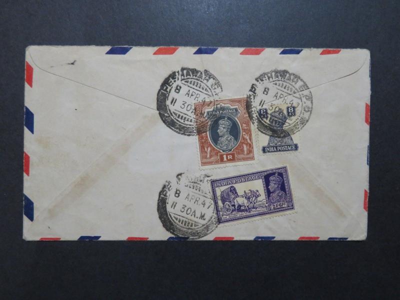 India / Afghanistan Hand Carried Airmail Cover to USA - Z9119