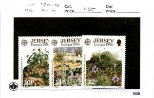 Jersey, Postage Stamp, #396-398 Mint NH, 1986 Flowers, Europa (AB)