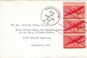 1943, 6c Transport Pane, FDC to South African Legation, See Remark (21869)