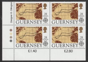 Guernsey 558 Christopher Columbus First Voyage 28p plate block 4 LL MNH 1992