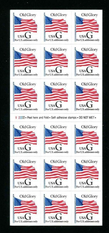 2886 Black G Rate (32¢) Old Glory Booklet Pane of 18 Stamps 